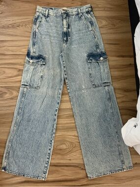 AMO Light Blue Relaxed Cargo Jeans
